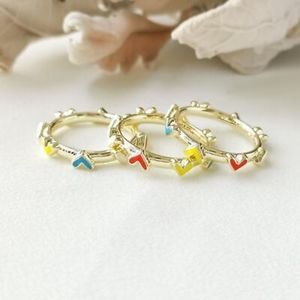 Nwot Kendra Scott Haven Heart ring set gold red blue black jewelry size 7